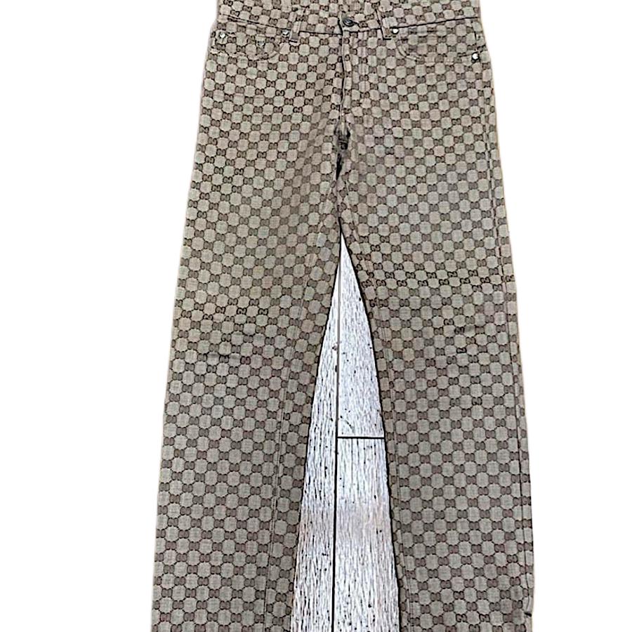 【可愛いモノグラム♪】GUCCI TROUSERS IN GG FABRIC WITH CLAMP Gucci Monogram Flare Pants Wrap Around Zip | Tokyo Roses Vintage