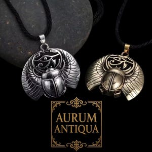 Scarab Necklace – Eye of Horus Egyptian Amulet for Protection & Power