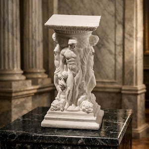Escultura de la Columna de Atlas – Estatua de la mitología romana clásica, decoración de pedestal estilo museo.