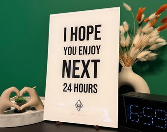 Best Wishes Acrylic Glass Panel With Magnetic Wall Mount And Wooden Stand