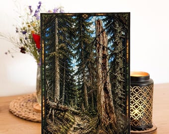 Impression acrylique style vitrail arbre mort, art mural magnétique avec support