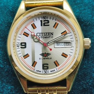 Citizen Automatic 21 Jewels Men’s Gold-Tone Stainless Steel Watch Silver Dial Day-Date