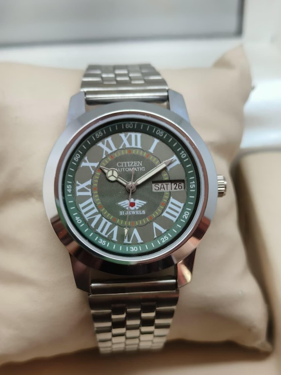 Vintage Citizen Automatic Green Dial 21 Jewels Stainless  display picture 3