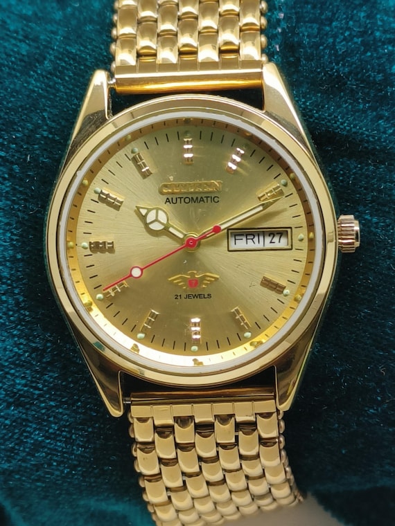 Citizen Automatic Vintage Gold Dial 21 Jewels Gold Plated Men's