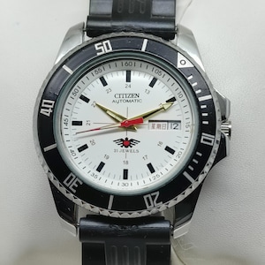 Citizen Automatic White Dial Sports Rotating Bezel Nylon Strap Men&#39;s Wrist Watch