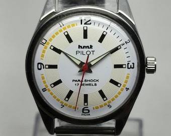 稼働品 hmt PILOT エイチエムティー ラウンド 手巻き インド 腕時計 hmt Pilot 17石 手巻き メンズ時計 インド製