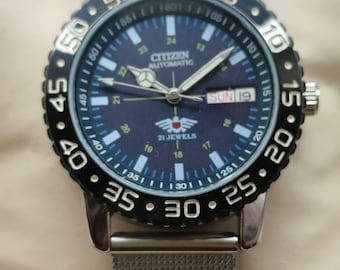 Vintage Citizen Automatic Diver Watch | Blue Dial, Rotating Bezel