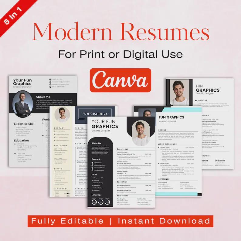 50+ ATS Friendly CV Templates Bundle (canva) | Professional Resume ...