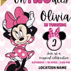 Digitl Editable TWOdles Birthday Invitation Digital 2nd Birthday Cute Mouse Second Birthday Invite Oh Twodles Invitation Boho Minnie Invite
