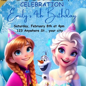 Digital Frozen Birthday Invitation, Editable Frozen Party Invitation, Winter Snow Birthday Printable Editable, Ice Princess Party Invite