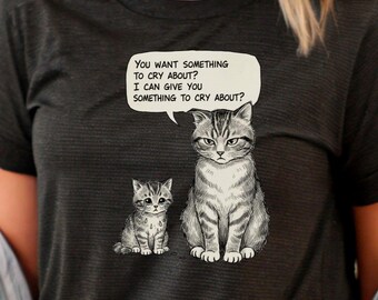 Funny Vintage Cat & Kitten Meme Tee | Retro Cat Illustration Shirt