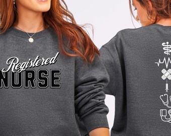 Registered Nurse RN Collegiate Spine Sweatshirt | Varsity Sleeve Design