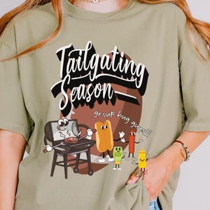 Unisex Tailgating-t-shirt, matchdagströja fotbollssäsongen komfortfärger rolig och söt t-shirt för Tailgate-fester grillning varmkorv cookout