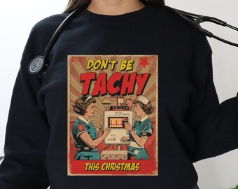 infirmière télémétrique EMS Noël ER Sweat Gildan, infirmière de Noël et docteur vacances ras du cou, sweat graphique confortable infirmière de soins d'urgence