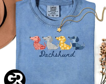Patchwork Quilt graphic printed design Dachshund T-shirt | Comfort Colors