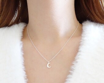 Silver Moon Necklace, Tiny Sterling Silver Moon Necklace, Crescent Moon Necklace, Dainty Necklace, Simple Necklace, Dainty Necklace