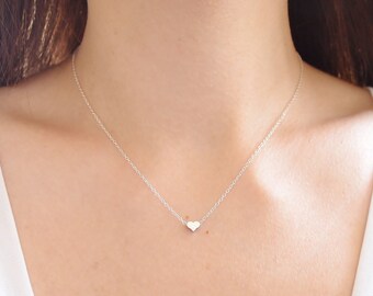 Heart Necklace, Silver Heart Necklace, Tiny Heart Necklace, Simple Delicate Necklace, Dainty Necklace, Everyday Jewelry, Bridesmaid Gift