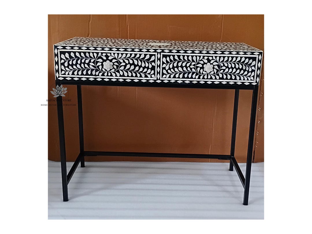 Handmade Wooden Bone Inlay Console Table / Entry Way Console - Etsy