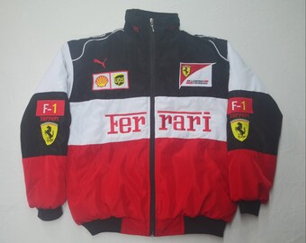 Giacca da corsa Ferrari, Giacca da corsa di Formula Uno retrò, Giacca volante, Giacca da corsa, Giacca oversize, Giacca ricamata, Regalo di compleanno