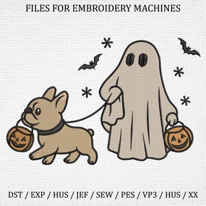 Dog Ghost Embroidery Design, Ghost Walking Dog Halloween Embroidery Design, Cute Trick or Treat Embroidery, Dog with Spooky Embroidery