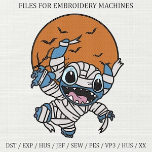 Halloween Stitch Embroidery Design, Mummy Stitch Halloween Embroidery, Digital Machine Embroidery Design,  Halloween Embroidery Designs