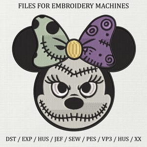 Halloween Mouse Girl Embroidery Design, Halloween Costume Embroidery, Spooky Mouse Machine Embroidery, Nightmare Bow Machine Embroidery