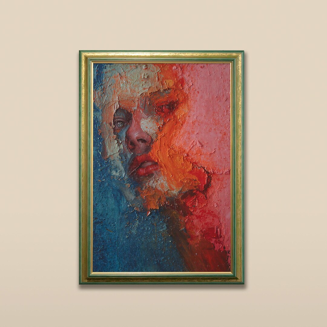 Abstract Textured Portrait | Bold Color Face Painting | Modern Wall Art ...