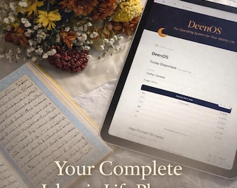 Islamic Notion Planner | Muslim Life Organizer | Salah | Imaan Tracker | Quran | Dua Journal | Ramadan Template