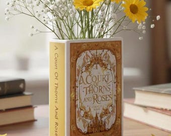 A Court of Thorns and Roses Ceramic Book Vase, Acotar Book Decor, Fantasy Art Gift