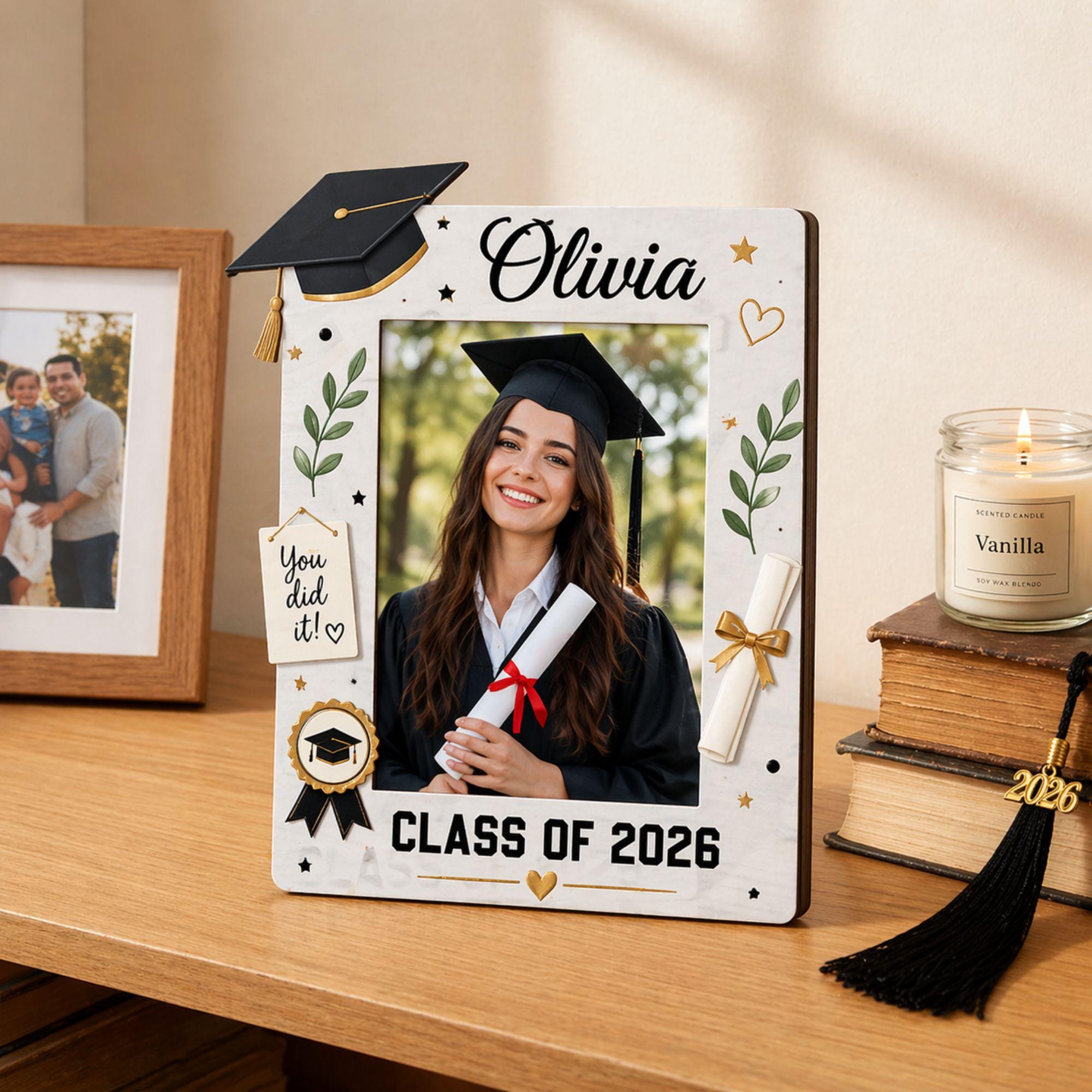 Custom Graduation Photo Frame Class of 2026, Personalized Grad Gift ...