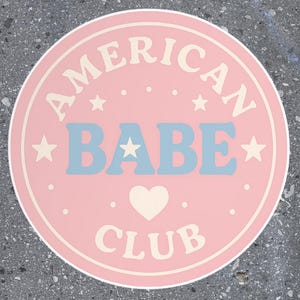 Retro American Babe Club Sticker: Waterproof Vinyl Decal, 3x3&quot;