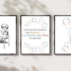 Poster children&#39;s room, wall decoration, poster set of 3, poster in portrait format, poster with saying