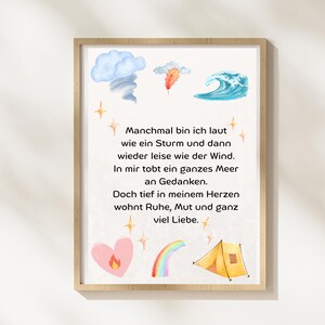 Children&#39;s poster with saying, encouraging poster for children, children&#39;s room poster, wall picture, watercolor poster, children&#39;s room decoration with heart