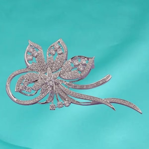 14k White Gold Moissanite Diamond Brooch, 925 Sterling Silver Round Diamond Brilliant Star Brooch, Wedding & Engagement Brooch Gift For Her