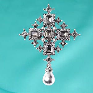 Natural Moissanite Diamond Brooch, 14k White Gold, 925 Sterling Silver Emerald Cut Diamond Wedding & Engagement Brooch Gift For HimAnd Wife