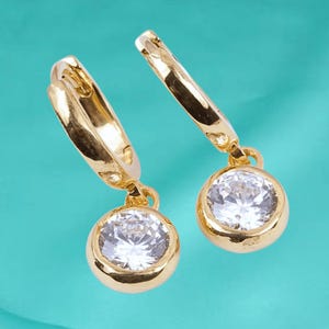14K Yellow Gold  Natural Moissanite Drop Dangle Earrings, Clip-on Style Earrings, Drop Earrings Women's Jewelry Moissanite Drop Earring's