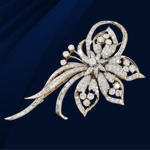 14k White Gold Moissanite Diamond Brooch, 925 Sterling Silver Round Diamond Brilliant Star Brooch, Wedding & Engagement Brooch Gift For Her