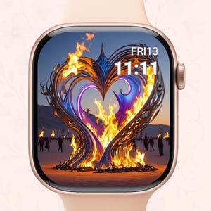 Apple Watch Wallpaper, Watch Face, Halloween Wallpaper, Burning Man, Neon Lights, Watch Background, Digital Watch Face, Digital Art