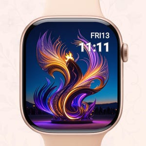 Apple Watch Wallpaper, Watch Face, Halloween Wallpaper, Burning Man, Neon Lights, Watch Background, Digital Watch Face, Digital Art