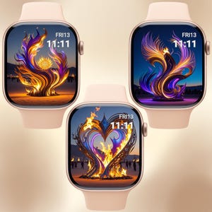 Apple Watch Wallpaper, Watch Face, Halloween Wallpaper, Burning Man, Neon Lights, Watch Background, Digital Watch Face, Digital Art