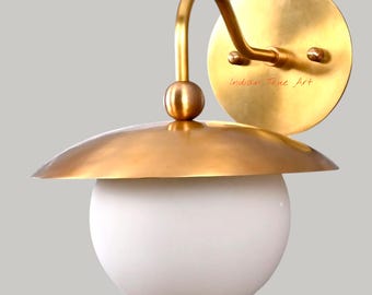 modern Wall Sconce: Opal Glass Shade, Dimmable lamp, vanity lights
