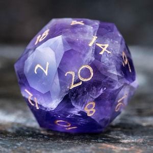 Amethyst Gemstone Dice Set: Multi-Faceted Polyhedral DND Dice