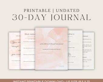 30-Tage Selbstliebe & Mentale Gesundheit Journal | Affirmation Arbeitsmappe zum ausdrucken | Achtsamkeitstagebuch für Frauen