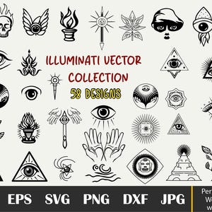 58 Illuminati Symbol, All Seeing Eye SVG, Evil Eye, Minimalist Mystical svg, Traditional Witch Svg, Magic Celestial Moon Mystical Svg