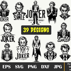 39 JOKER SVG Bundle, Movie SVG Bundle, Clown svg, Bat svg Bundle, Scary Smile, Why So Serious Svg, Movie Clipart Bundle,Superhero svg bundle