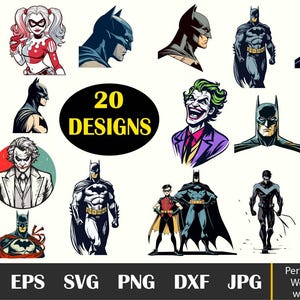 Superhero SVG Bundle, Comic svg Bundle, Bat svg, Bundle, Bat Sticker, Movie Cartoon SVG Bundle, Superhero Cut files, Villain Characters Svg