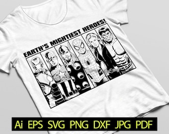 Avengers Superhero Clipart, Comic T-shirt Design (Digital File)