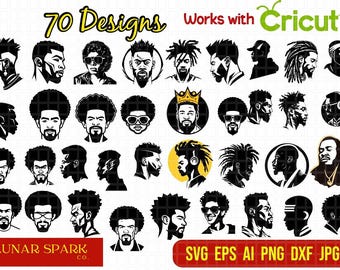 70 African American SVG Bundle, Afro Man Svg, Afro Man Clipart, Juneteenth Svg, Melanin Dope Black Lives, Afro man cut files, Black man svg