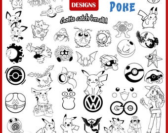Paquete de 250 SVG de anime Poke, SVG de personajes de anime, SVG de Pika, Anime Chibi, SVG de Manga, Paquete de anime, SVG de dibujos animados japoneses, Archivos de anime para Cricut