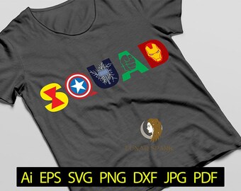 Superhero Squad SVG, Avenger Family Logo, Comic Cut Files
